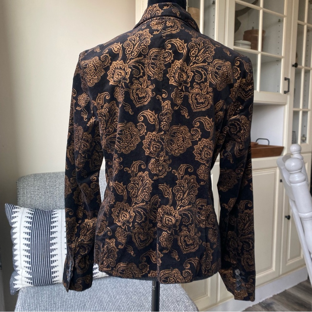 LAUREN Ralph Lauren Black Velvet Gold Brocade Blazer - Picture 8 of 15